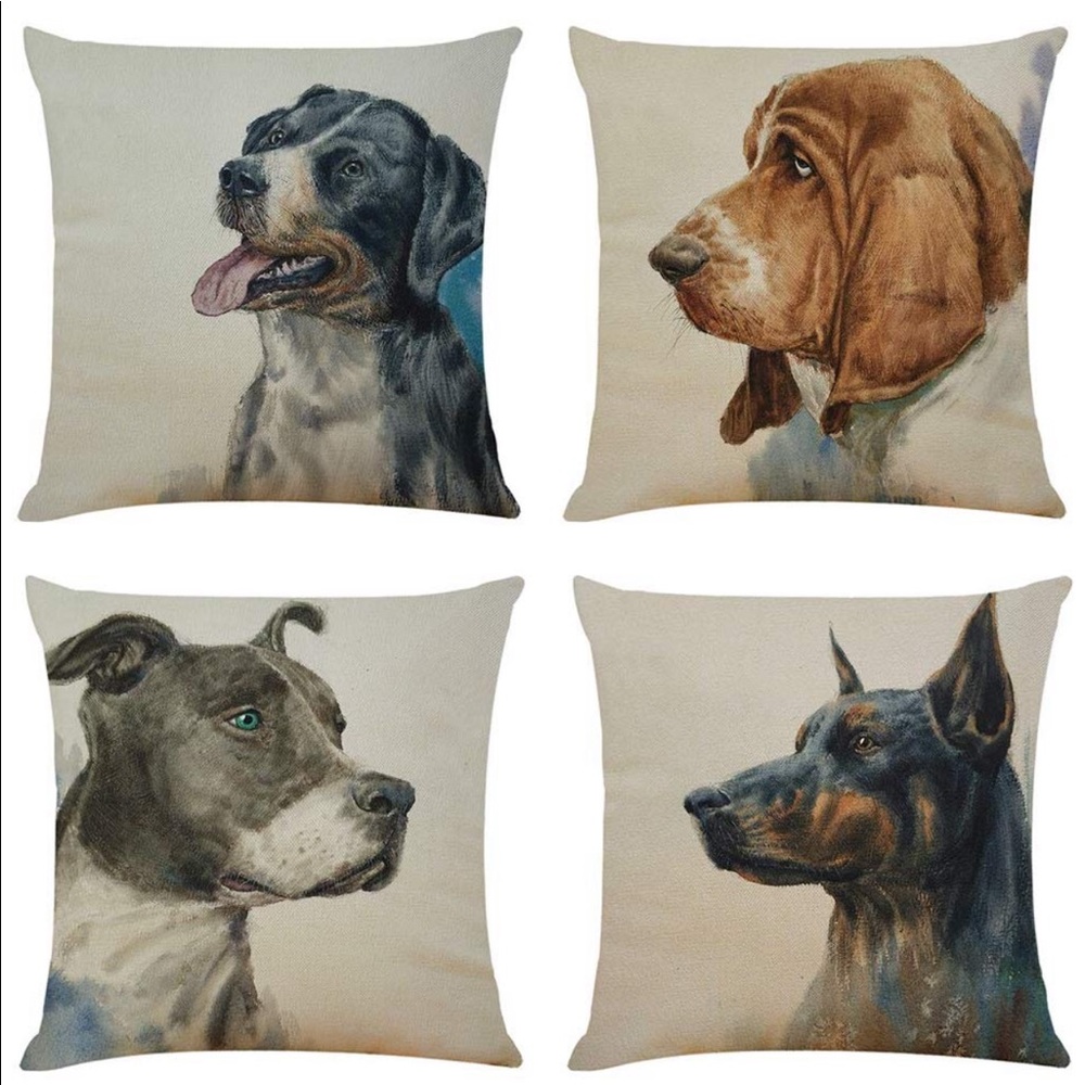 Dog Portrait Decorative Pillow Covers - Set of 4